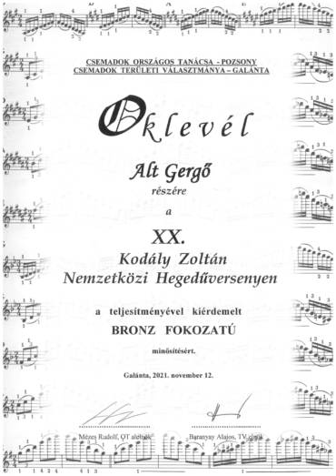 XX. Kodály Zoltán Nemzetközi Hegedűverseny – Alt Gergő